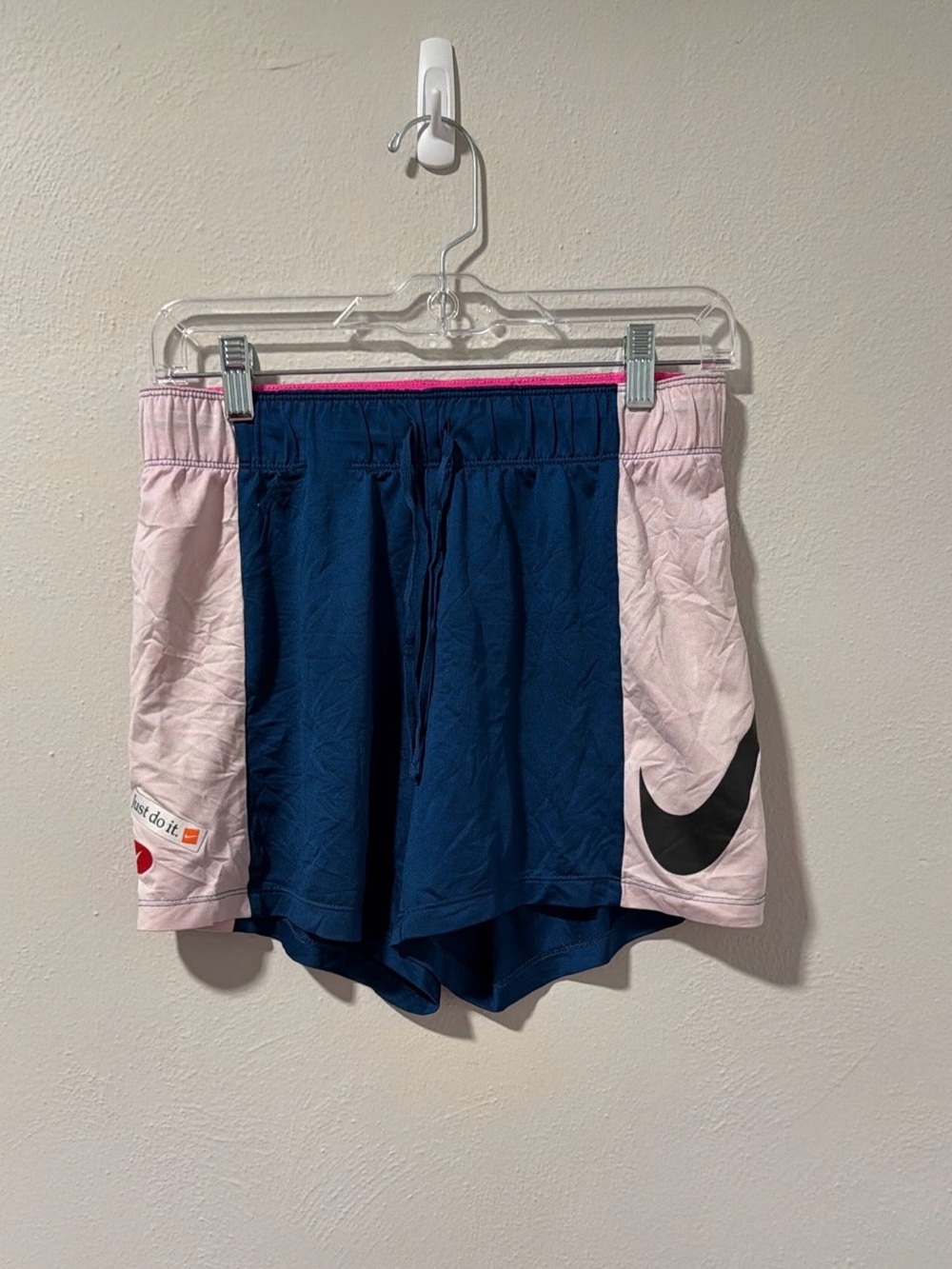 Nike Navy & Light Pink Running Shorts with Black Swoosh